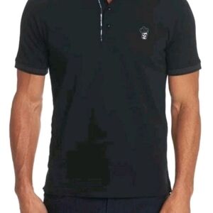 Robert Graham Men's Lucifer Skull Embroidered Short Sleeve Polo Shirt Black Sz S